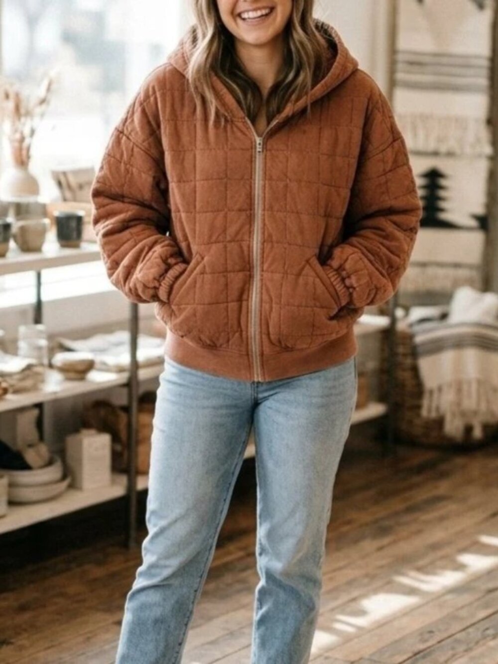 Anthropologie Pilcro And the Letterpress Cropped Quilted Hoodie Jacket XL 274094